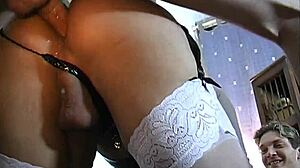 I am a gorgeous blonde shemale making two men happy