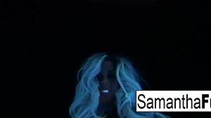 Samantha saint masturbates in black light