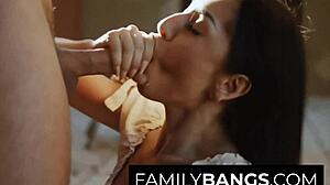 Pretty stepsister deepthroats in garden!