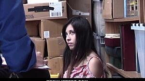 TEENLIFTERS - CUTE LATINA JASMINE GOMEZ CAUGHT SHOPLIFTING AGREES TO SEX WITH GUARD AFTER SEARCH.