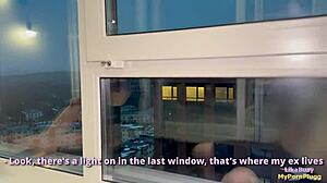 Fucking my roommate in front of my ex's window?