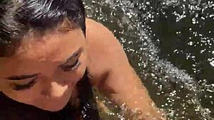 jungle river fuck with colombian latina teen's big ass and monster cock