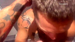 Monsters cock pummels the gay amateur to give him a cum shower in the gym