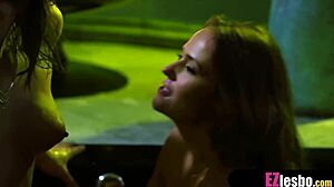 Brunette Milf Licks Pussy In Relaxing Bath With Roommate