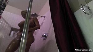 Nikita Von James masturbates in the shower with big tits 😍
