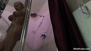 Nikita Von James masturbates in the shower with big tits 😍