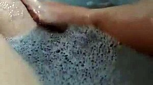 bbw amateur shows big feet and fat pussy in the tub! watch her display everything!