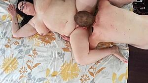 bbw wife enjoys homemade overhead view fun
