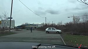 Sexy Brunette Tricked into Van Fuck by Persistent Dude for Cash