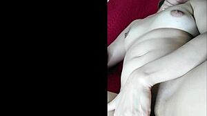 Latina milf masturbates silently while he watches