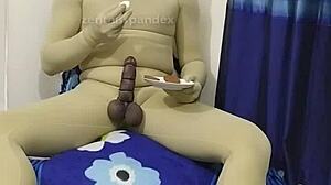 Wow! Zentai Slave Endures Food Fetish and Penis Bondage Torture!