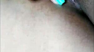 Latina milf masturbates silently while he watches