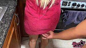 uncle convinces innocent niece to take big cock in kitchen, her wet pussy craving it.