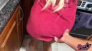 uncle convinces innocent niece to take big cock in kitchen, her wet pussy craving it.