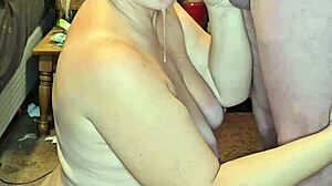 Milf Receives Cumshot on Her Pregnant Tits During Blowjob