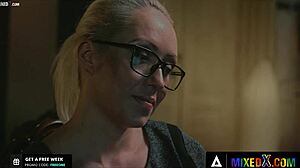 Christina Shine pleasures her tits and pussy in lingerie