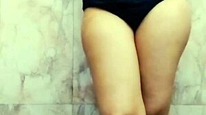 Step Cousin Sister Masturbates in Bathroom Awaiting My Cock