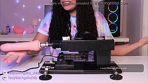 unboxing my new sex machine, agatha dolly testing wild speeds on all fours