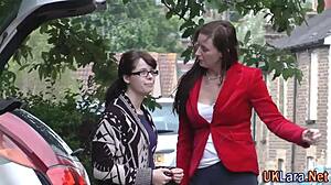 Stockings brit sucking big cock.