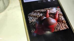 Gardener discovers ebony boss's big tits porn and masturbates