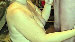 Milf Receives Cumshot on Her Pregnant Tits During Blowjob