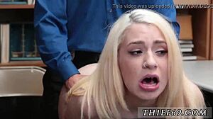 Damn! Blonde teen in socks caught for attempted theft