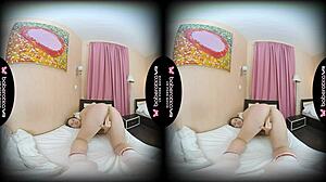 amalia davis's plump shaved pussy shines in vr masturbation