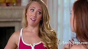 Lesbian yoga stretching with pussy licking in suggestive poses