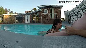 Scarlett johnson gives a blowjob by the pool, it's so hot