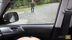 Man feels embarrassed penetrating girl in front of her boyfriend outdoors