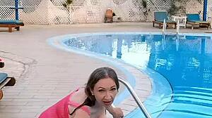 Mature milf shows huge natural tits in stockings and naked