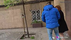 brad's redhead girlfriend proves her love for public blowjobs by sucking in cowgirl position