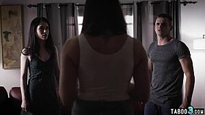 My busty milf stepmom propitiates the teen with taboo ffm fuck