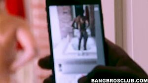 Amazing ebony woman rides big black cock with her mouth and pussy in group scene