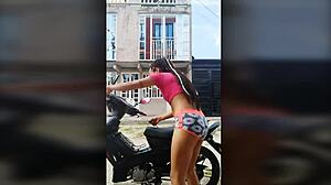 Ts Angelique Monroe Washes Bike Outdoors