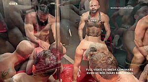 Epic Gay Bareback Orgy with 20 Guys Slamming Big Dicks