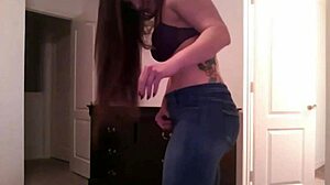 Slut rips off tight jeans for pov pussy fucking!