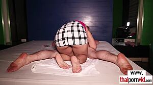 Thai massage girl receives hardcore fucking in her hairy pussy