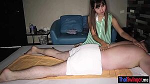 thai massage turns into a steamy handjob and blowjob session, wow! 😍