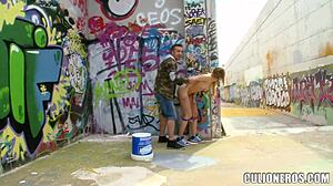 beautiful redhead amateur gives a daytime blowjob in alley