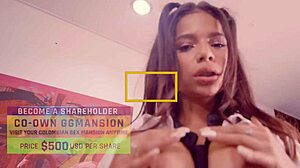 Brunette Passionately Licks Stockings On Camera