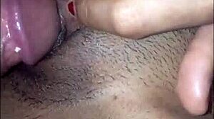 hot skinny latina milf fucks her husband and gets creampied in shaved pussy