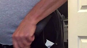 almost caught masturbating with a close-up on her shaved pussy.