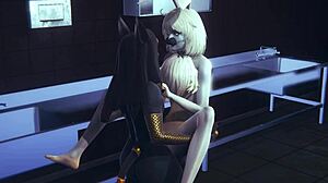 Anubis Dogboy and Mew Catboy ravage Bunnyboy in wild cosplay threesome.