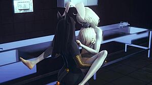 Anubis Dogboy and Mew Catboy ravage Bunnyboy in wild cosplay threesome.