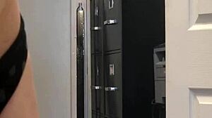 almost caught masturbating with a close-up on her shaved pussy.