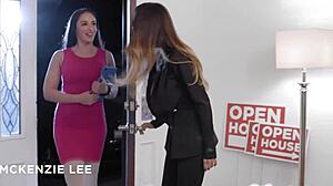 Mckenzie Lee and Sheena Ryder flirt and dive into each other's pussies with licking and rimming