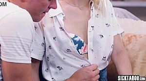 Chloe temple, a blonde teenage babysitter with gorgeous breasts pleasuring herself and then aggressively penetrated