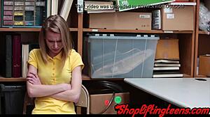 Tiny Teen Thief Sucks And Fucks Security Guard In Shop