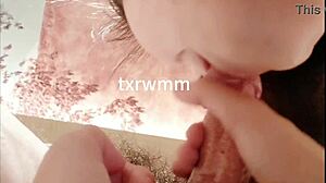 Babe Performs Interactive Blowjob, Pressing Head for Deep Throat in Hookup.